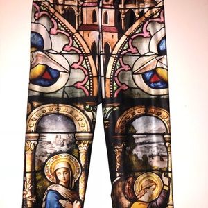 BlackMilk Stained Glass Religious Print Leggings - Multicolor